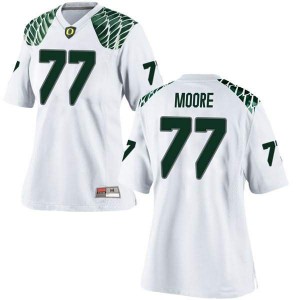 Women George Moore White Oregon #77 Football Game Stitched Jerseys