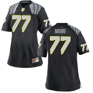 Women George Moore Black Oregon Ducks #77 Football Replica Embroidery Jerseys