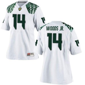 Women Haki Woods Jr. White University of Oregon #14 Football Replica High School Jerseys