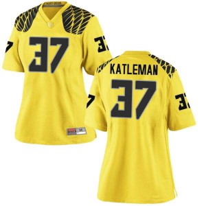 Womens Henry Katleman Gold University of Oregon #37 Football Replica Player Jerseys