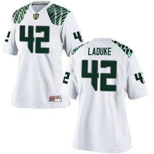 Women Jackson LaDuke White UO #42 Football Game Embroidery Jerseys