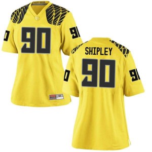 Womens Jake Shipley Gold Oregon #90 Football Replica Stitched Jerseys