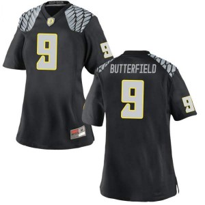 Women's Jay Butterfield Black UO #9 Football Replica Embroidery Jerseys