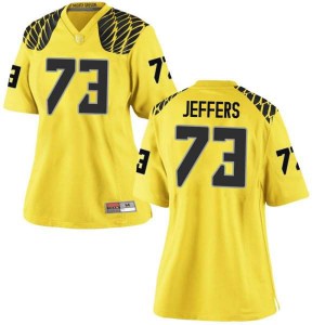 Womens Jaylan Jeffers Gold Oregon Ducks #73 Football Replica Alumni Jerseys