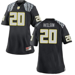 Women's Jayvaun Wilson Black University of Oregon #20 Football Game Stitched Jersey