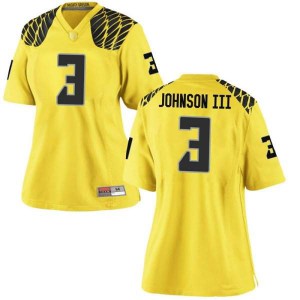 Women Johnny Johnson III Gold University of Oregon #3 Football Game Embroidery Jerseys