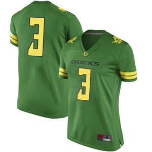 Womens Johnny Johnson III Green Oregon Ducks #3 Football Game Stitch Jerseys