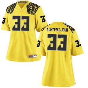 Women's Jordan Adeyemi-John Gold UO #33 Football Game Stitched Jerseys