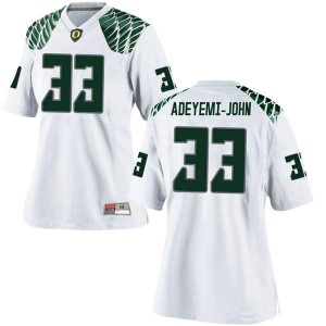 Women Jordan Adeyemi-John White Oregon Ducks #33 Football Replica Embroidery Jerseys