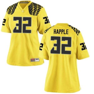 Women Jordan Happle Gold Oregon #32 Football Replica Football Jerseys