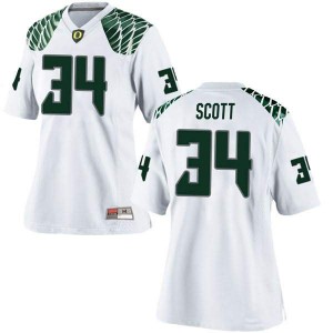 Womens Jordon Scott White Oregon #34 Football Game Stitched Jersey