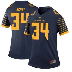 Women's Jordon Scott Navy University of Oregon #34 Football Legend Embroidery Jerseys