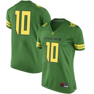Women Justin Flowe Green Oregon #10 Football Game Stitched Jersey