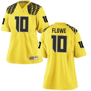 Womens Justin Flowe Gold Ducks #10 Football Replica Stitch Jerseys