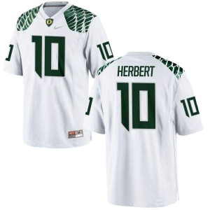 Women Justin Herbert White Oregon Ducks #10 Football Replica Stitched Jerseys