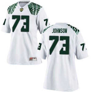 Women Justin Johnson White University of Oregon #73 Football Game Official Jerseys