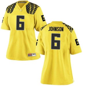 Women's Juwan Johnson Gold University of Oregon #6 Football Replica College Jerseys