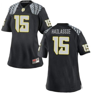 Womens Kahlef Hailassie Black Oregon Ducks #15 Football Game Embroidery Jersey