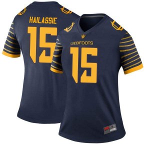 Womens Kahlef Hailassie Navy University of Oregon #15 Football Legend Stitched Jerseys