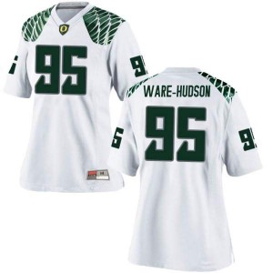 Women's Keyon Ware-Hudson White Ducks #95 Football Game Alumni Jersey