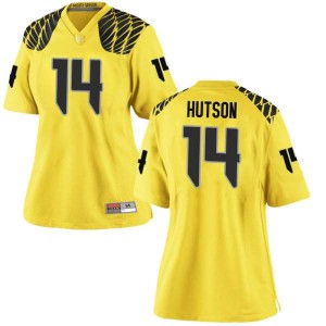 Womens Kris Hutson Gold Oregon #14 Football Game Alumni Jerseys