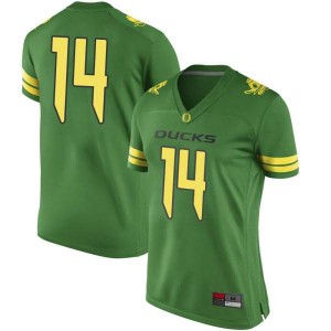 Womens Kris Hutson Green University of Oregon #14 Football Game College Jerseys