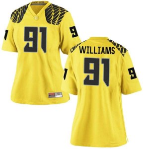 Women Kristian Williams Gold University of Oregon #91 Football Game Football Jersey
