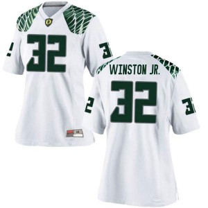 Women's La'Mar Winston Jr. White University of Oregon #32 Football Replica Stitch Jersey