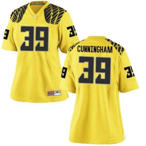 Womens MJ Cunningham Gold Oregon #39 Football Replica Stitched Jerseys