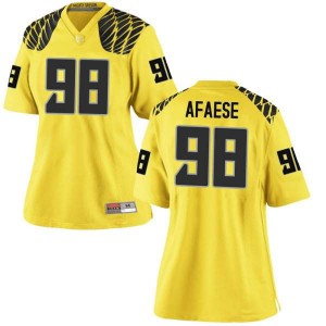 Womens Maceal Afaese Gold University of Oregon #98 Football Replica College Jersey