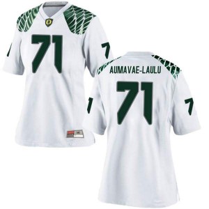 Women Malaesala Aumavae-Laulu White Oregon Ducks #71 Football Game Stitched Jerseys
