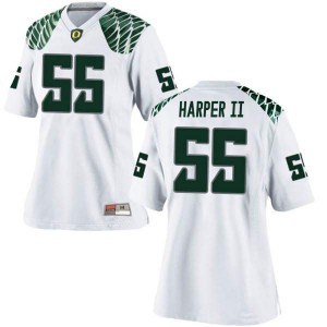 Women's Marcus Harper II White Oregon Ducks #55 Football Game Stitched Jerseys