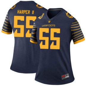 Women Marcus Harper II Navy Oregon #55 Football Legend Stitch Jersey