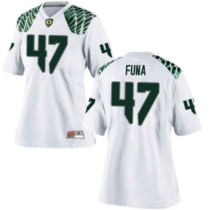 Womens Mase Funa White University of Oregon #47 Football Game Official Jersey