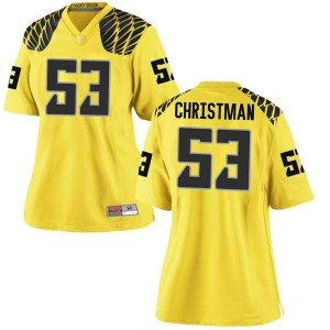 Womens Matt Christman Gold Oregon Ducks #53 Football Game Official Jersey