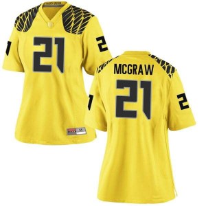 Women Mattrell McGraw Gold Oregon #21 Football Game Embroidery Jerseys