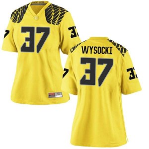 Women's Max Wysocki Gold University of Oregon #37 Football Game University Jerseys
