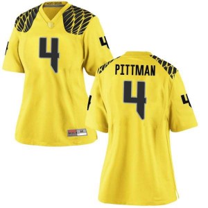 Women Mycah Pittman Gold University of Oregon #4 Football Game College Jersey