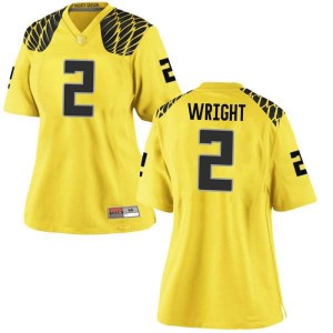 Women's Mykael Wright Gold Oregon Ducks #2 Football Game University Jerseys
