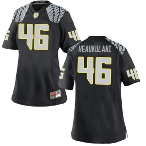 Women's Nate Heaukulani Black Oregon #46 Football Game Embroidery Jerseys