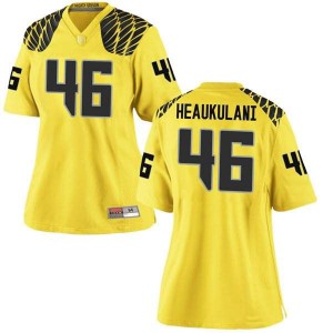 Women Nate Heaukulani Gold Oregon #46 Football Replica Embroidery Jersey
