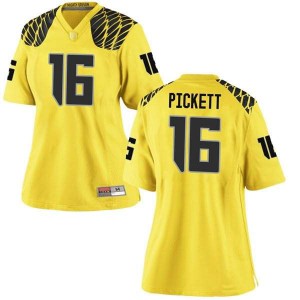Women's Nick Pickett Gold Oregon #16 Football Replica Official Jersey