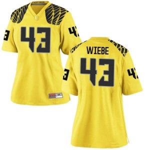 Women's Nick Wiebe Gold University of Oregon #43 Football Game Embroidery Jersey