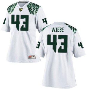 Women's Nick Wiebe White Oregon #43 Football Replica Embroidery Jersey