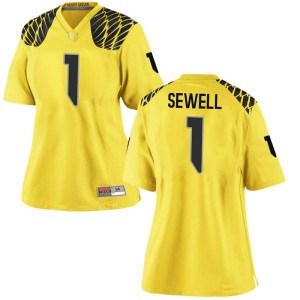 Women's Noah Sewell Gold University of Oregon #1 Football Game Embroidery Jerseys
