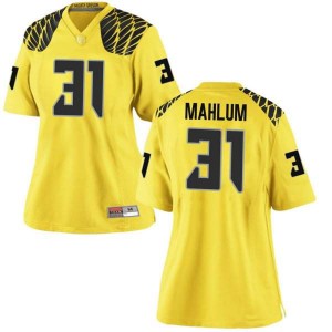 Women's Race Mahlum Gold University of Oregon #31 Football Game Official Jersey