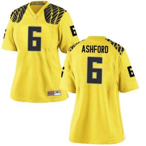 Women's Robby Ashford Gold Ducks #6 Football Game NCAA Jersey