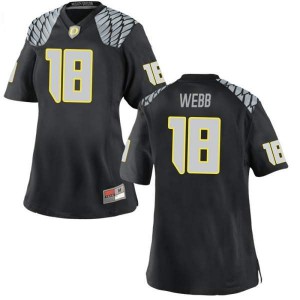 Women Spencer Webb Black University of Oregon #18 Football Replica Official Jerseys