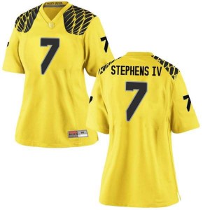 Womens Steve Stephens IV Gold Ducks #7 Football Replica Stitch Jersey