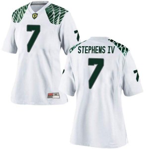 Womens Steve Stephens IV White University of Oregon #7 Football Replica Football Jerseys